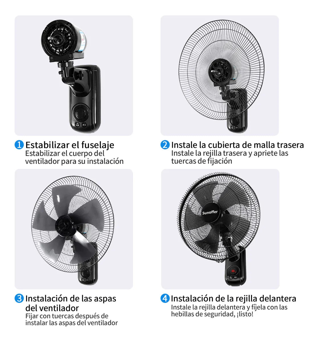 Ventilador de Pared de 16” – Oscilante, Silencioso y con Temporizador