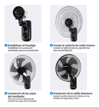 Ventilador de Pared de 16” – Oscilante, Silencioso y con Temporizador