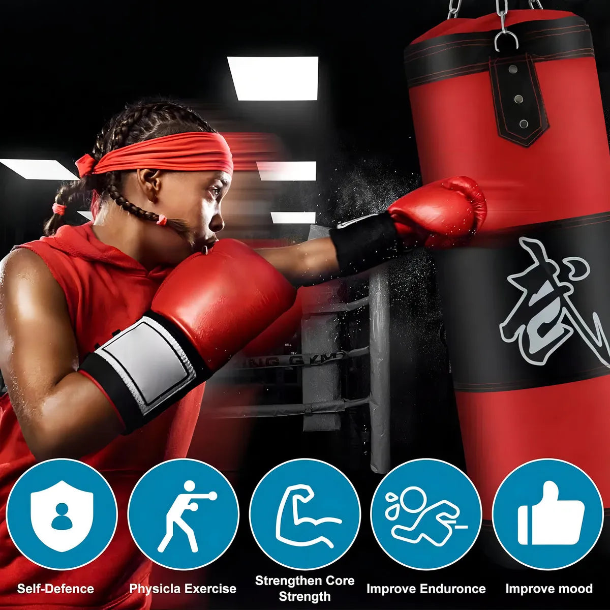 Saco de Boxeo Colgante 120 cm – Profesional, Resistente y con Accesorios