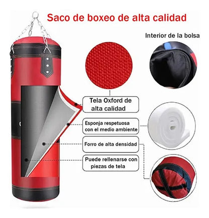 Saco de Boxeo Colgante 120 cm – Profesional, Resistente y con Accesorios