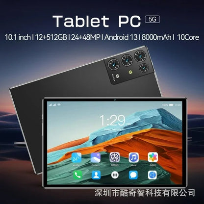 Tableta Android 13 de 10.1" | 12GB RAM + 256GB ROM | Pantalla HD - Color Negro